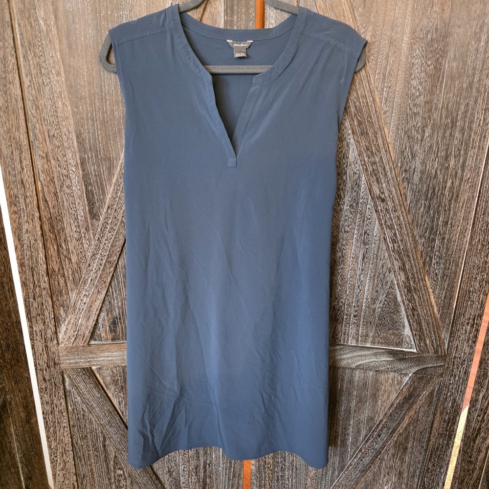 Eddie Bauer Dress‎ Women's Size 2XL Blue Sleeveless Tie Waist Short Lightweight